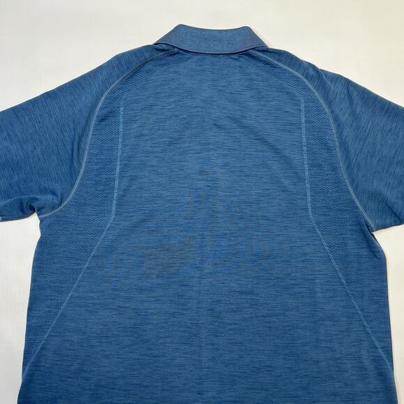 Lululemon Metal Vent Tech Polo Shirt Mens XL Blue Short Sleeve Mesh Silverescent - Picture 13 of 15